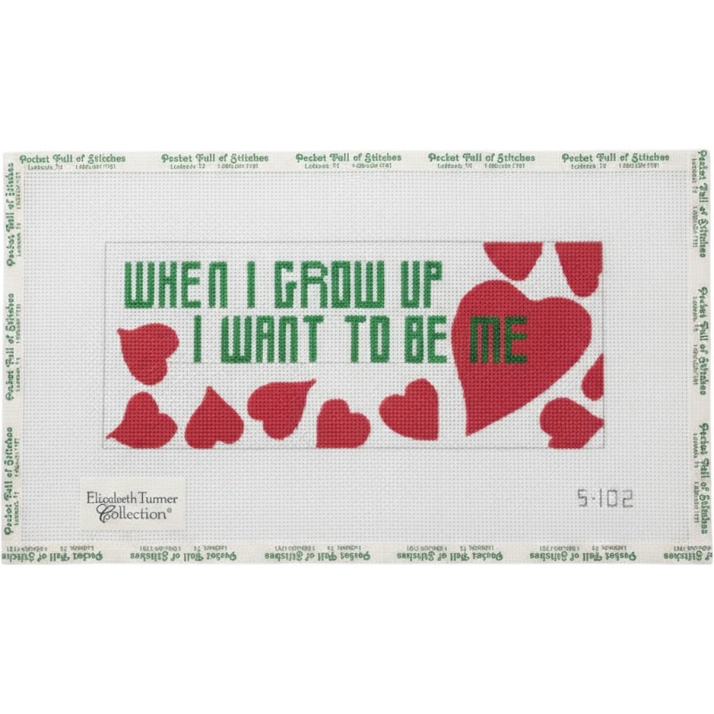 Elizabeth Turner Funny Growing Up Hearts Hand Painted Needlepoint Canvas 1990s